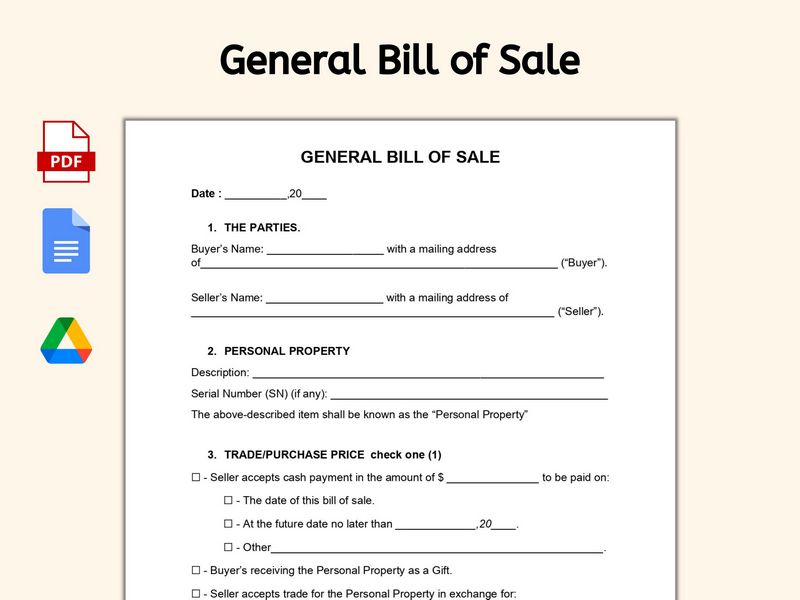 Mobile Home Bill of Sale Layout